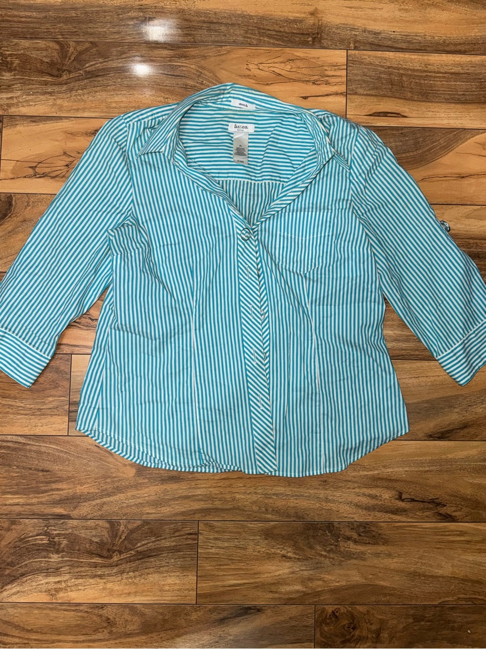Liz Claiborne Blue Striped Button-Front Shirt